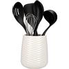 KitchenAid Set di Utensili da Cucina Antigraffio e Lavabili in Lavastoviglie, 6 Pezzi con Porta Utensili