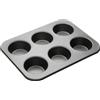 Master Class MasterClass Vassoio profondo per muffin/stagno per budino, stampo a 6 fori con antiaderente senza PTFE, PFOA e BPA, robusto acciaio al carbonio da 1 mm, grigio, 35 x 26 cm