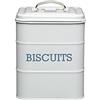 KitchenCraft Living Nostalgia Contenitore per Biscotti Stile Vintage, Coperchio con Maniglia, Acciaio, 14.5 x 19 cm (6" x 7.5"), Grigio
