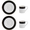 Mikasa Luxe Deco Set con tazza da espresso e piattino in porcellana, 2x tazze e piattini con motivo a righe, tazze da caffè da 100 ml - Confezione regalo e lavabile in lavastoviglie