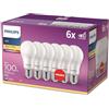 Philips LED Classic, Lampadina E27 opaca, Confezione da 6
