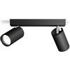 PHILIPS Idris Spot, 2 faretti, 5W, attacco GU10, lampadina non inclusa, Grado di Protezione IP44, resistente all'acqua, Nero