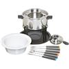 KitchenCraft - Deluxe Fondue- Set Set Fonduta con Ciotole, Acciaio Inossidabile, Argento
