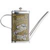 KitchenCraft World of Flavours Latta / Contenitore per Olio con Dosatore in Acciaio Inossidabile, 500 ml - Stampa Decorativa "Sapore del Mediterraneo"