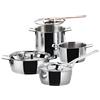 Alessi Pots And Pans AJM100S7 - Batteria di Pentole di Design in Acciaio Inox e Fondo Magnetico, Acciaio, 7 Pezzi