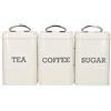 KitchenCraft Living Nostalgia Set di 3 Barattoli in Metallo, 1 x Tè, 1 x Caffè, 1 x Zucchero, Confezione Regalo Inclusa, Crema (Antica), 11 cm x 11 cm