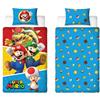 Character World Nintendo Super Mario - Set copripiumino per letto singolo, reversibile, double-face, con federa coordinata, in policotone, prodotto ufficiale