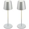 BRILONER - Set di 2 lampade da tavolo LED senza fili con touch, dimmerabili a livelli, regolabili in altezza, lampada da scrivania senza fili, lampada ricaricabile, comodino, 12x36 cm, cromo opaco