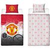 Manchester United FC Character World - Set copripiumino singolo con stemma, reversibile, 2 lati, prodotto ufficiale, con federa coordinata, colore: rosso