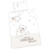 Herding BABY BEST Set di Biancheria da Letto Reversibile, Lieblingsmensch, Federa 40 x 60 cm, Copripiumino 100 x 135 cm, Cotone/Flanella, Bianco/Crema