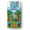 Character World Minecraft Set copripiumino singolo ufficiale, design epico, reversibile, blu su 2 lati, prodotto ufficiale, con federa coordinata
