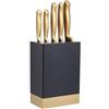 Master Class MasterClass Set di coltelli con blocco, 5 pezzi, acciaio inossidabile color ottone, 15,5 x 9,5 x 22 cm (6,1 x 3,7 x 8,7''), ottone/nero