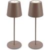 BRILONER - Set di 2 lampade da tavolo LED senza fili con touch, dimmerabili a livelli, regolabili in altezza, lampada da scrivania senza fili, lampada ricaricabile, comodino, 12x36 cm, sabbia ombra
