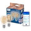 Philips Smart LED Lamp Filament 2-pack - Illuminazione LED intelligente - Luce bianca calda o fredda - E27-60W - Trasparente - Wi-Fi