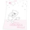 Herding Coperta plaid in microfibra Baby Best, Orsetto e pecorella, 75 x 100 cm, Poliestere, Rosa