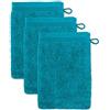 Möve Superwuschel - Set da 3 guanti da bagno, 15 x 20 cm, 100% cotone, colore blu laguna (lagoon)