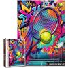 Tucocoo Puzzle da 1000 pezzi per adulti racchetta da tennis colorata opera d'arte | Tennis Sport Opere d'arte Graffiti Astratto Street Style Game Room Decor Rompicapo Famiglia Divertente Regalo per gli