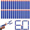 Quesuc 60 pièces Balle Nerf Fléchettes En Mousse Elite À Tête Plate, Accessoires pour Série Nerf N-Strike, pour Enfants, Extérieur Et Famille