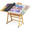 Lavievert Tavolo puzzle inclinabile da 1500 pezzi con 5 cassetti colorati e copertura, tavola puzzle regolabile in legno con spazio per adulti, tavolo puzzle portatile con gambe, 4 ruote e piano