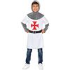 Funidelia | Costume da Cavaliere dei Templari per bambino Medievale, Medioevo, Cavaliere - Costume per bambini e accessori per Feste, Carnevale e Halloween - Taglia 7-9 anni - Grigio/Argentato
