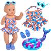YAEGIMHT Vestiti per bambole da 35-43 cm, costume da bagno con divertente supporto galleggiante per bevande