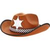KarneLux Cappello da cowboy marrone - Accessorio per costume da cowgirl con stella dello sceriffo per carnevale, teatro o Halloween