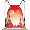 Anceky Borsa con coulisse leggera, piccola, borsa da palestra per donna, zaino da calcio rosso Merry Christmas per viaggi sportivi