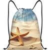 Anceky Zaino con coulisse, borsa da palestra con coulisse, borsa da nuoto Starfish in the Sand per uomo e donna