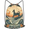 Anceky Zaino con coulisse, borsa da palestra con coulisse Fox on the Hillside, borsa da nuoto per uomo e donna