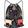 Anceky Zaino con coulisse, borsa da palestra con coulisse, alce e albero di Natale, borsa da bagno per uomo e donna