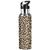 JUMBEAR - Borraccia Acqua in acciaio inox con stampa leopardata, a tenuta larga, con beccuccio in cannuccia, per fitness, palestra e sport all'aria aperta, 62 ml, colore: Marrone