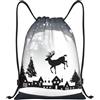 Anceky Zaino con coulisse, resistente all'acqua, con cordino, sagoma di Babbo Natale, per sport, palestra, per uomo e donna