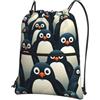 Anceky Zaino con coulisse impermeabile, borsa da palestra con coulisse, elegante borsa da nuoto con motivo Crowd of Penguins per uomo e donna