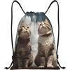 Anceky Borsa con coulisse leggera, piccola, borsa da palestra per donna, gatto in piedi sotto il cielo blu, zaino da calcio per viaggi sportivi