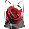 Anceky Borsa con coulisse per donna, borsa sportiva leggera da palestra, zaino da calcio con rosa rossa, bianco e nero, per viaggi