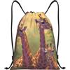 Anceky Zaino con coulisse, resistente all'acqua, con tre giraffe, per sport, palestra, per uomo e donna