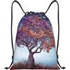 Anceky Zaino con coulisse, resistente all'acqua, con motivo a fiori colorati, farfalle e alberi, per sport, palestra, per uomo e donna