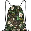 Anceky Borsa con coulisse leggera, piccola, borsa da palestra per donna, zaino da calcio con fiori disegnati a mano, per viaggi sportivi