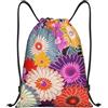 Anceky Zaino con coulisse, borsa da palestra con coulisse, borsa da bagno con fiori colorati per uomo e donna