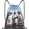 Anceky Zaino con coulisse, borsa da palestra con coulisse, borsa da nuoto con pinguini animali per uomo e donna