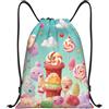 Anceky Borsa con coulisse leggera, piccola, borsa da palestra per donna, zaino Candy Happy Soccer per viaggi sportivi