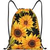 Anceky Borsa con coulisse leggera, piccola, borsa da palestra per donna, zaino da calcio con fiori di girasole, per viaggi sportivi