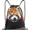 Anceky Borsa con coulisse leggera, piccola, borsa da palestra per donna, zaino da calcio con panda rosso, per viaggi sportivi
