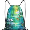 Anceky Zaino con coulisse, borsa da palestra con coulisse, borsa da nuoto con libellule, per uomo e donna