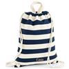 Caribu design Sacca Sportiva Personalizzata con Nome Testo Iniziali per Sport Palestra Spiaggia Ginnastica - 100% Cotone Zaino Borsa a Righe Coulisse Lacci Regolabili da Donna/Uomo (Blu/Panna)