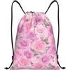 Anceky Borsa con coulisse, leggera, piccola, da palestra, per donna, floreale con graziose rose, zaino da calcio per viaggi sportivi