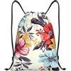 Anceky Borsa con coulisse leggera, piccola, borsa da palestra per donna, con molti motivi floreali, zaino da calcio per viaggi sportivi