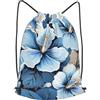 Anceky Zaino con coulisse, borsa da palestra con coulisse, borsa da nuoto con fiori di ibisco blu per uomo e donna