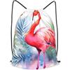 Anceky Borsa con coulisse per donna, borsa sportiva leggera da palestra, zaino da calcio dipinto a mano con fenicottero e, per viaggi