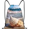 Anceky Zaino con coulisse, resistente all'acqua, con tracolla, a forma di conchiglia oceanica, per sport, palestra, per uomo e donna